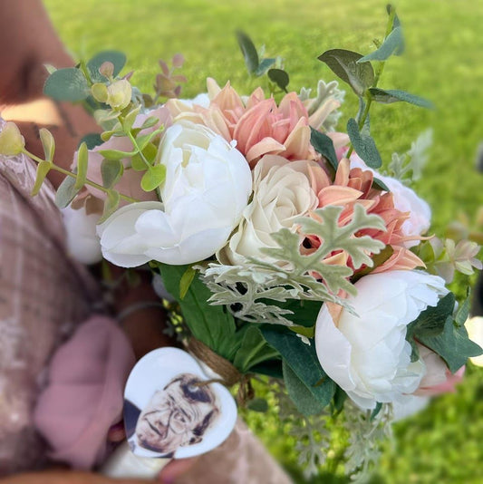 Wedding Memorial Bouquet Heart or Oval. Double sided.